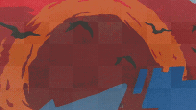 A Painting On A Wall That Says ' A ' On The Bottom Right GIF