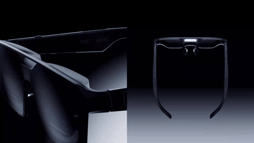 A Pair Of Black Glasses With The Word Real On Them GIF