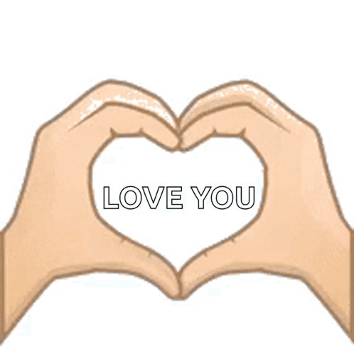 A Pair Of Hands Making A Heart Shape With The Words " Love You " On The Bottom GIF