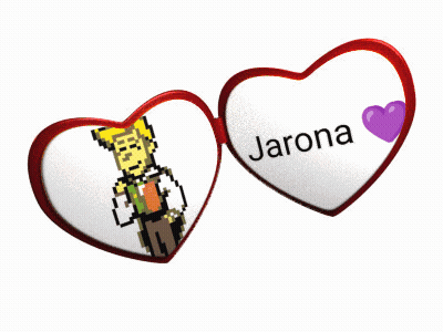 A Pair Of Heart Shaped Glasses With Jarona Written On The Front GIF