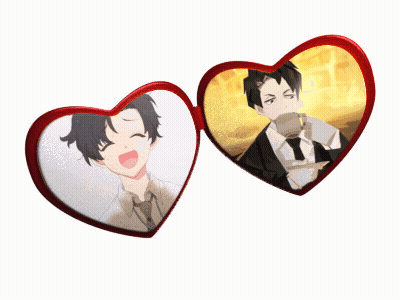 A Pair Of Heart Shaped Sunglasses With A Picture Of A Man On Them GIF