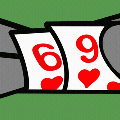 A Pair Of Playing Cards With The Numbers 6 And 9 GIF