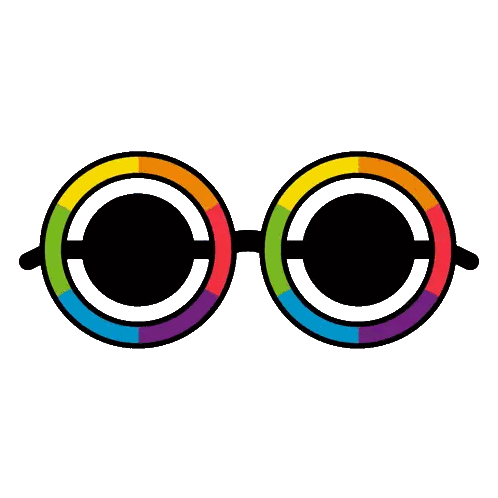 A Pair Of Rainbow Colored Glasses With A Black Rim Sticker
