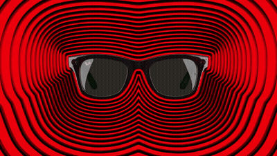 A Pair Of Ray-Ban Sunglasses Laying On A Red Surface GIF
