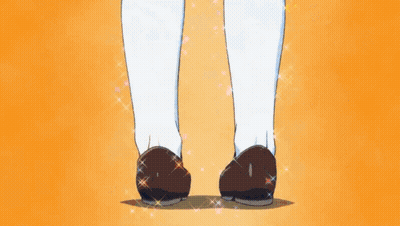 A Pair Of Thigh High Socks With Blue Ribbons GIF