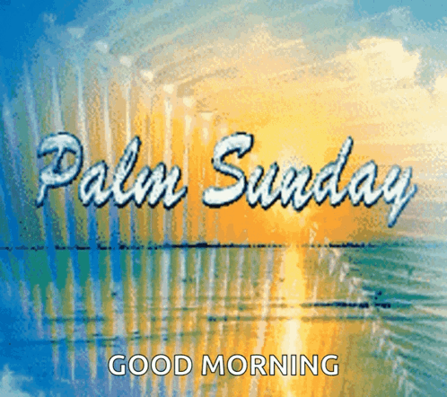 A Palm Sunday Good Morning Greeting Card With A Sunset In The Background GIF