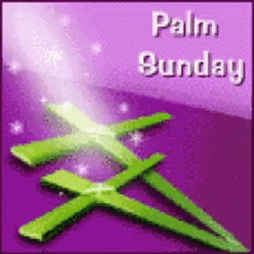 A Palm Sunday Greeting Card With A Green Cross GIF