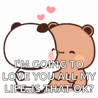 A Panda Bear And A Brown Bear Are Hugging Each Other And Saying I 'M Going To Love You All My Life GIF