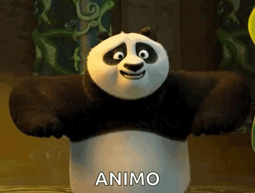 A Panda Bear From Kung Fu Panda Is Standing With His Arms Outstretched GIF