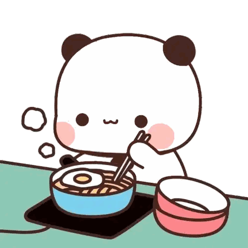 A Panda Bear Is Eating Noodles With Chopsticks Sticker