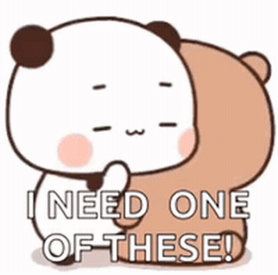 A Panda Bear Is Hugging A Brown Bear And Saying `` I Need One Of These '' . GIF