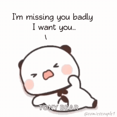 A Panda Bear Is Laying Down And Saying `` I 'M Missing You Badly I Want You . '' GIF
