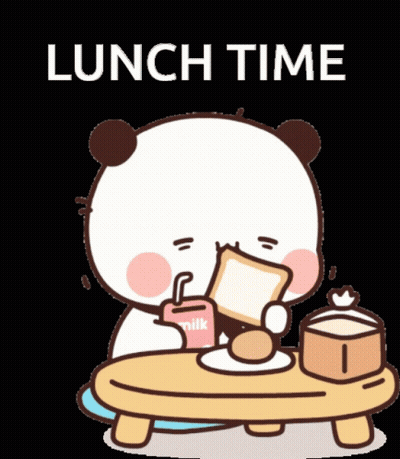 A Panda Bear Is Sitting At A Table Eating Toast And Drinking Milk GIF
