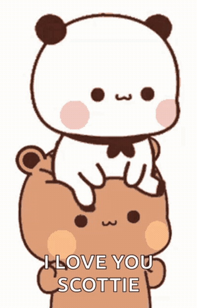 A Panda Bear Is Sitting On Top Of A Teddy Bear . GIF