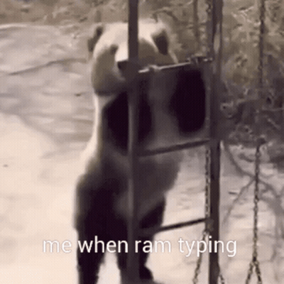 A Panda Bear Is Standing On Its Hind Legs In A Cage With A Ladder . GIF