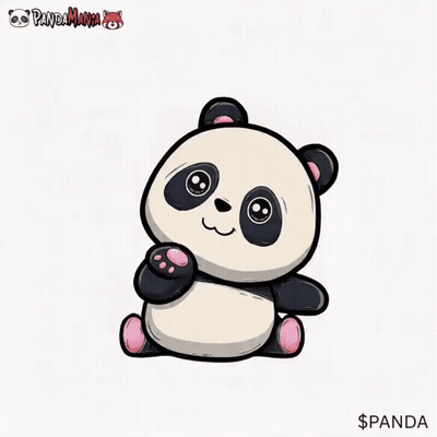 A Panda Bear Is Surrounded By Pink Hearts With The Word Panda On The Bottom GIF