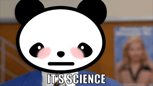 A Panda Bear Says It 'S Science With A Woman In The Background GIF