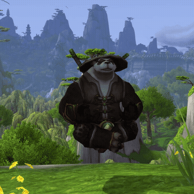 A Panda Bear Sitting In A Lotus Position On A Rock GIF