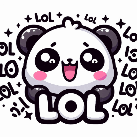 A Panda Bear Surrounded By The Words Lol GIF