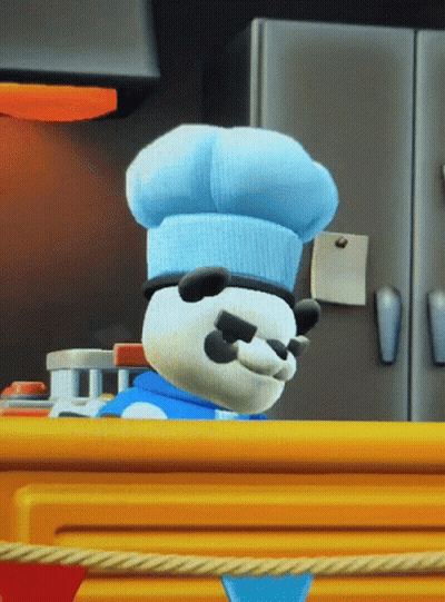 A Panda Bear Wearing A Chef Hat And Sunglasses GIF