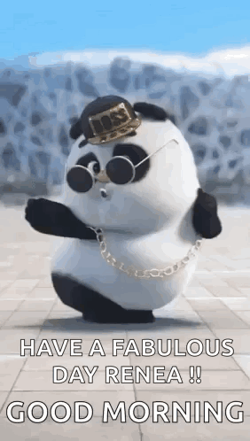 A Panda Bear Wearing A Hat , Sunglasses , And A Chain Is Dancing . GIF
