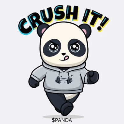 A Panda Bear Wearing A Hoodie That Says Crush It On It GIF