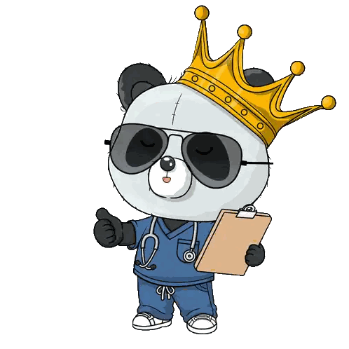 A Panda Bear Wearing Sunglasses And A Crown Holds A Clipboard Sticker