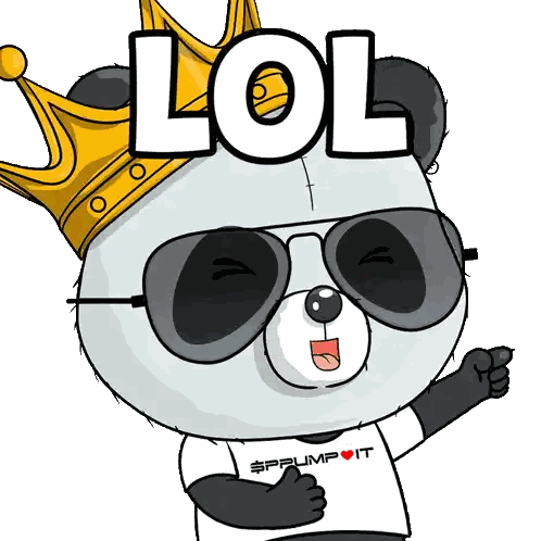 A Panda Bear Wearing Sunglasses And A Crown With The Word Lol Written On It Sticker