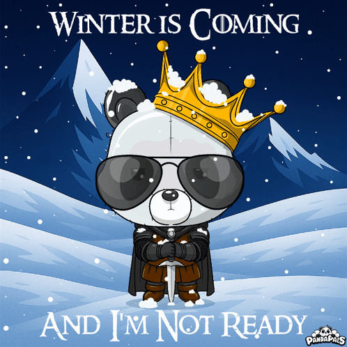 A Panda Bear With A Crown And A Sword Says Winter Is Coming GIF