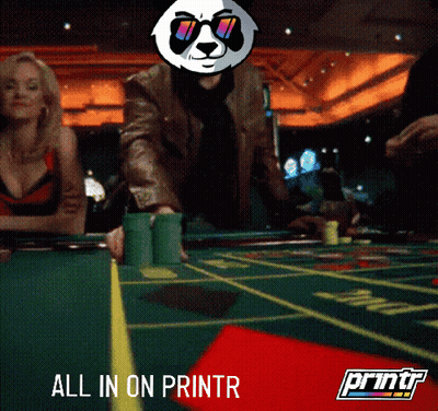 A Panda Wearing Sunglasses Is Playing Roulette In A Casino GIF