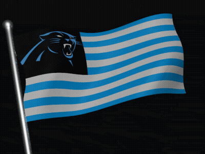 A Panther Flag With Blue And White Stripes GIF