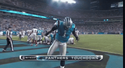 A Panthers Player Celebrates A Touchdown During A Game GIF