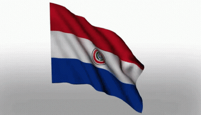 A Paraguay Flag Is Waving In The Wind With A White Background GIF