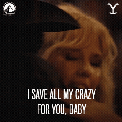 A Paramount Network Ad Shows A Man And A Woman Kissing And Says I Save All My Crazy For You Baby GIF