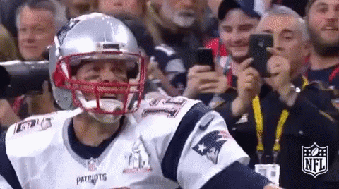 A Patriots Football Player Is Taking A Picture Of Himself In Front Of The Crowd . GIF