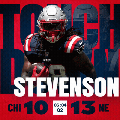 A Patriots Football Player Named Stevenson Is Running With A Ball GIF