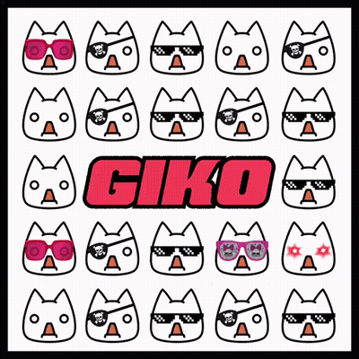 A Pattern Of Cats With Sunglasses And The Word Giko GIF