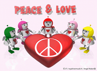 A Peace And Love Greeting Card With A Peace Sign In The Middle GIF