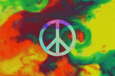 A Peace Sign On A Colorful Background GIF