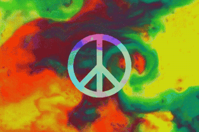 A Peace Sign On A Colorful Background GIF