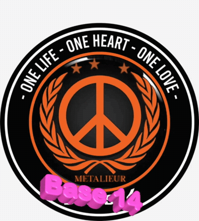 A Peace Sign With The Words One Life One Heart One Love Written Around It GIF