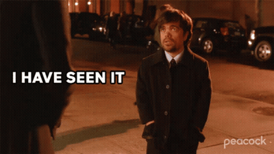 A Peacock Ad Shows A Man In A Suit And Tie Saying I Have Seen It GIF