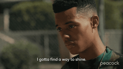 A Peacock Ad Shows A Young Man Talking GIF