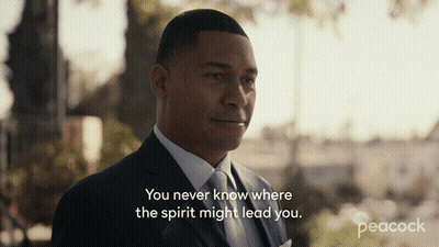 A Peacock Ad With A Man In A Suit And Tie GIF
