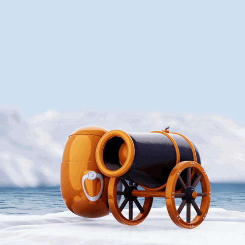A Penguin Cannon With The Words Send Pengs Written Above It GIF