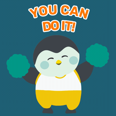 A Penguin Cheering With The Words " You Can Do It " Behind Him GIF