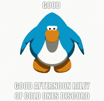 A Penguin Dancing With The Words Good Afternoon Riley Of Cold Ones Discord GIF