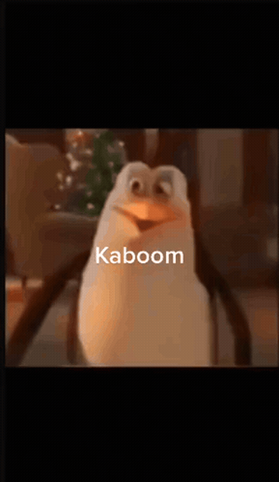 A Penguin From Madagascar Is Making A Funny Face And Says Kaboom . GIF