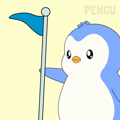 A Penguin Holding A Flag With The Words Marked Safe Written Below It GIF