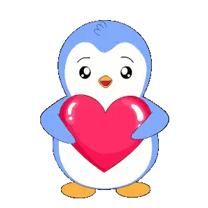 A Penguin Holding A Heart With Two Arrows Sticking Out Of It Sticker